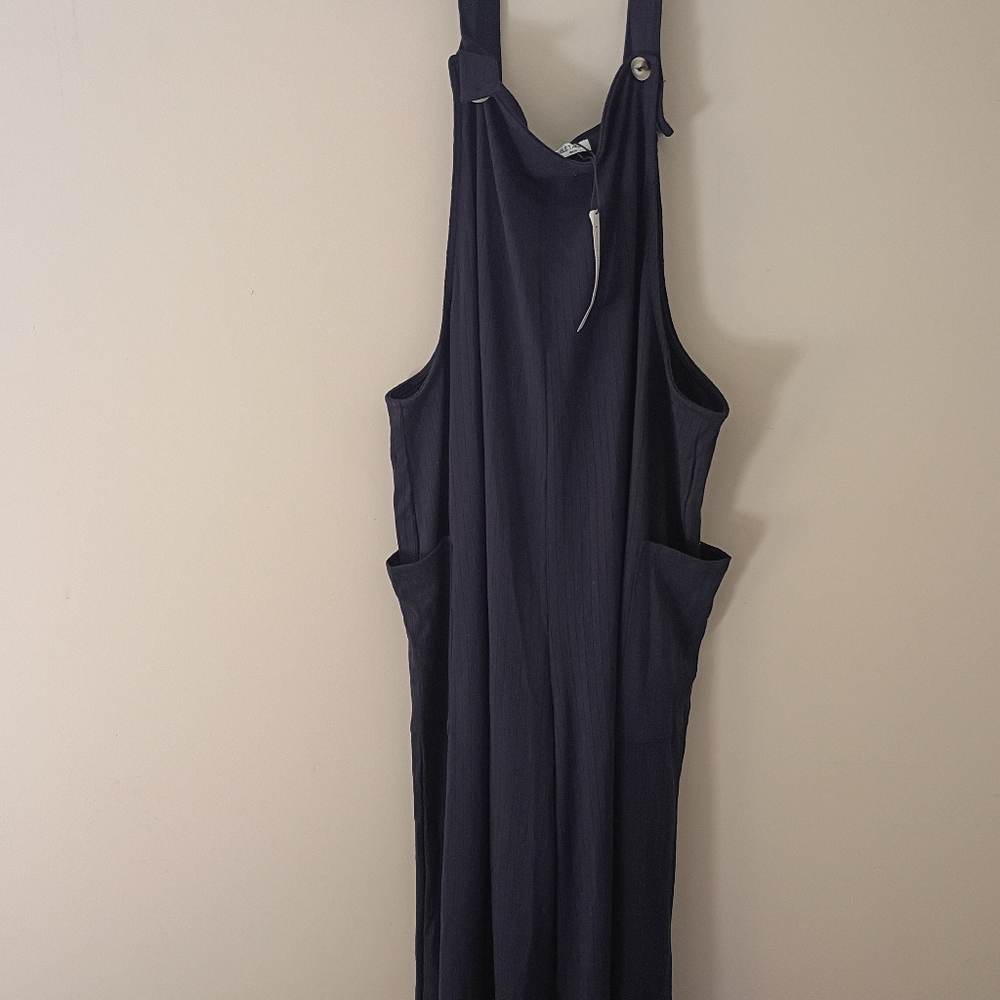 Double Take Womens Navy Blue Overalls
